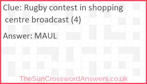 Rugby contest in shopping centre broadcast (4) Answer