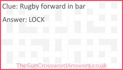 Rugby forward in bar Answer