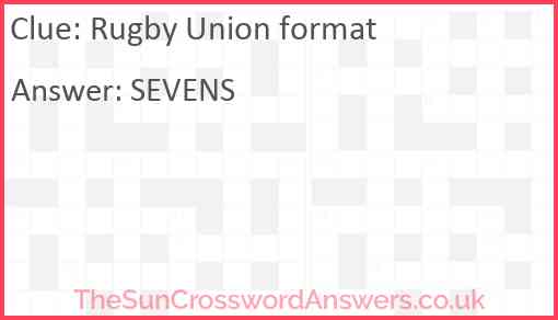 Rugby Union format Answer