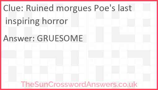 Ruined morgues Poe's last inspiring horror Answer