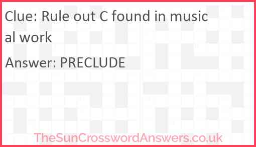 Rule out C found in musical work Answer