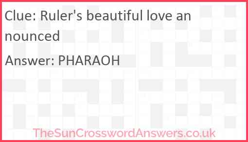 Ruler's beautiful love announced Answer