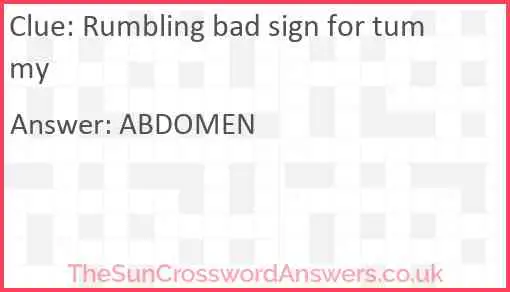 Rumbling bad sign for tummy Answer