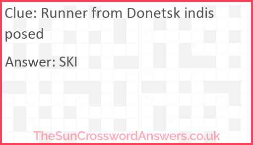 Runner from Donetsk indisposed Answer