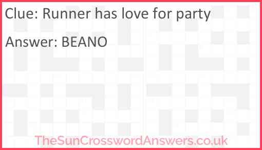 Runner has love for party Answer