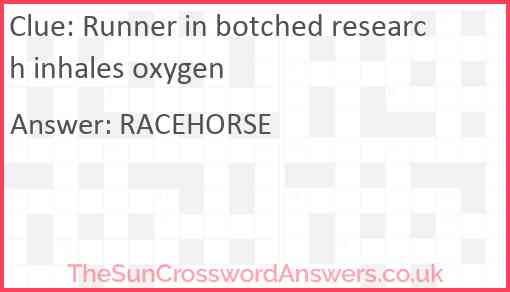 Runner in botched research inhales oxygen Answer