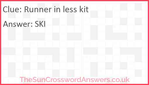 Runner in less kit Answer