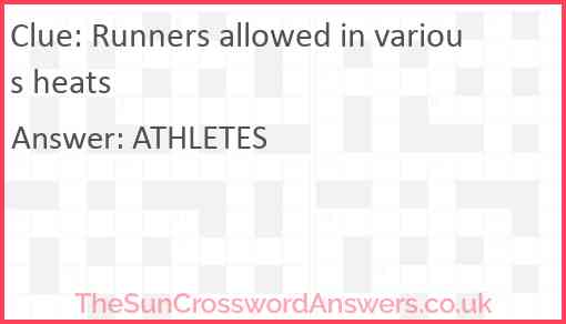 Runners allowed in various heats Answer