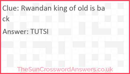 Rwandan king of old is back Answer