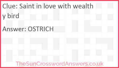 Saint in love with wealthy bird Answer