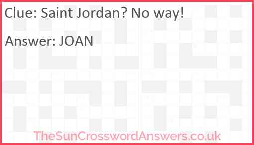 Saint Jordan? No way! Answer