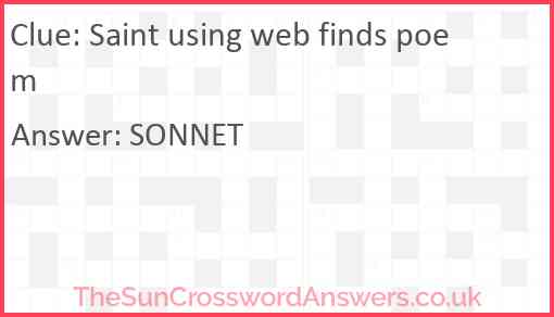 Saint using web finds poem Answer