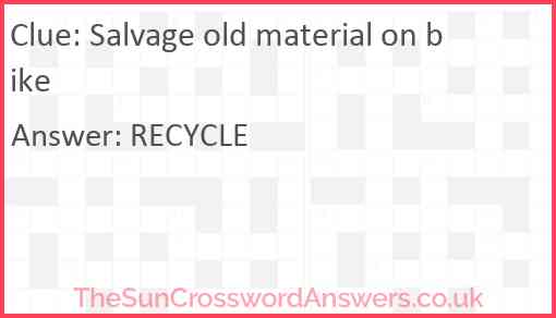 Salvage old material on bike Answer