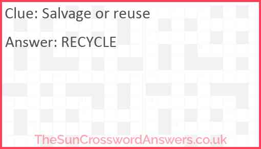 Salvage or reuse Answer