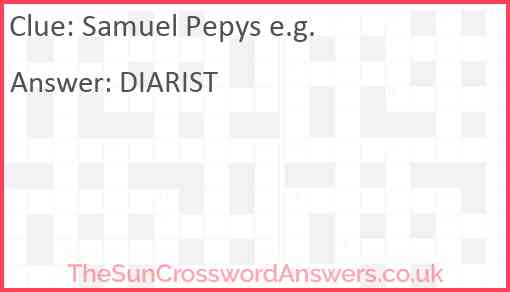 Samuel Pepys e.g. Answer