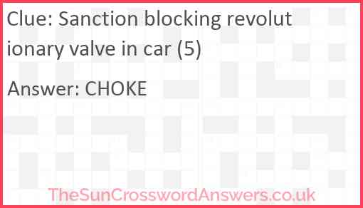 Sanction blocking revolutionary valve in car (5) Answer