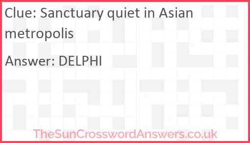 Sanctuary quiet in Asian metropolis Answer