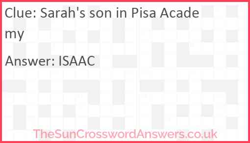 Sarah's son in Pisa Academy Answer