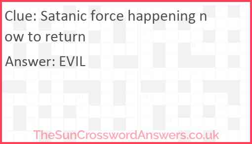 Satanic force happening now to return Answer
