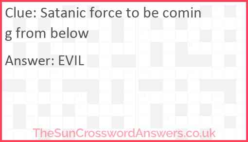 Satanic force to be coming from below Answer