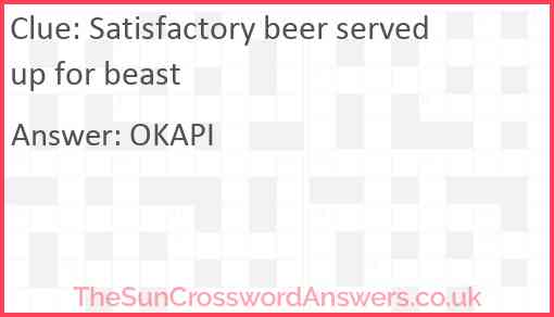 Satisfactory beer served up for beast Answer