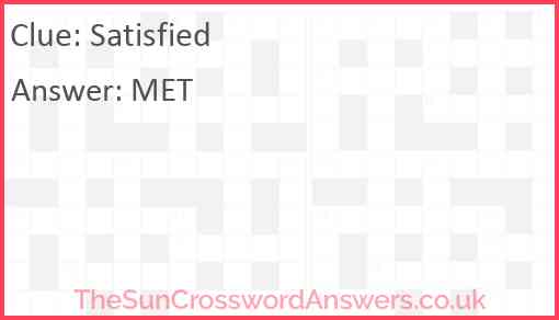 Satisfied crossword clue TheSunCrosswordAnswers co uk