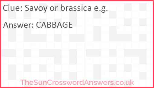 Savoy or brassica e.g. Answer