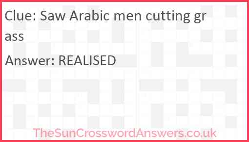 Saw Arabic men cutting grass Answer