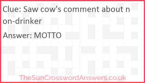 Saw cow's comment about non-drinker Answer