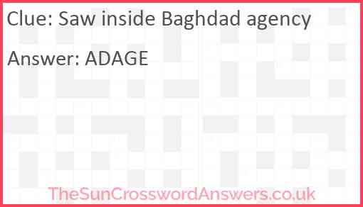 Saw inside Baghdad agency Answer