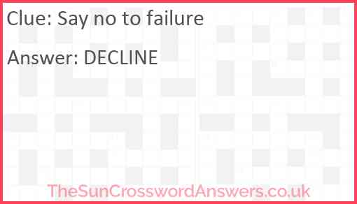Say no to failure Answer
