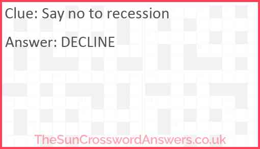 Say no to recession Answer