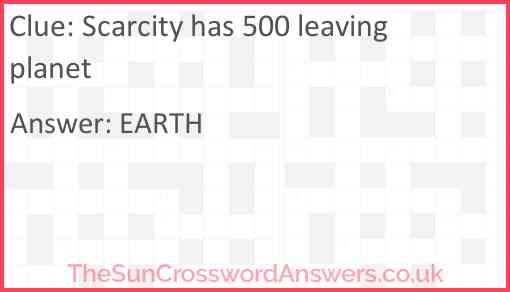 Scarcity has 500 leaving planet Answer