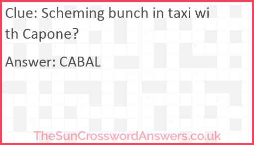 Scheming bunch in taxi with Capone? Answer