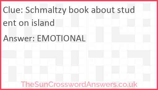 Schmaltzy book about student on island Answer