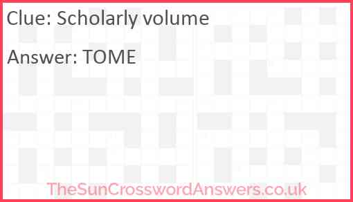 Scholarly volume Answer