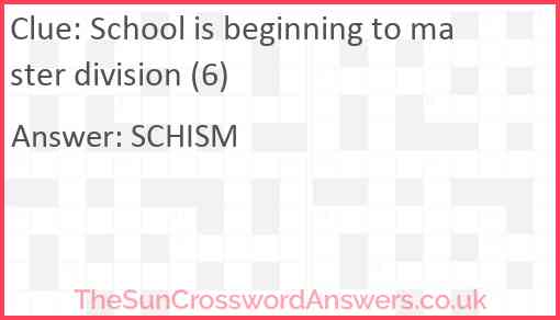 School is beginning to master division (6) Answer