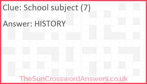 School subject (7) Answer