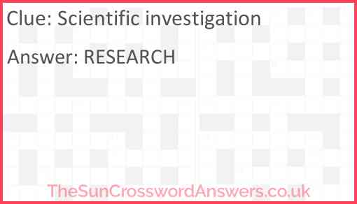 Scientific investigation Answer