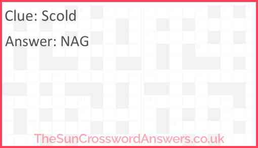 Scold crossword clue TheSunCrosswordAnswers co uk