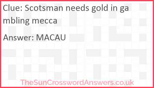 Scotsman needs gold in gambling mecca Answer