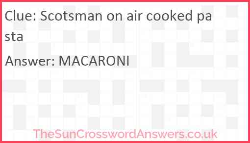 Scotsman on air cooked pasta Answer
