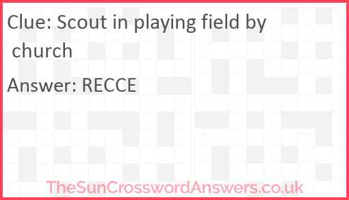 Scout in playing field by church Answer