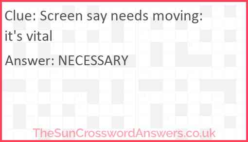 Screen say needs moving: it's vital Answer