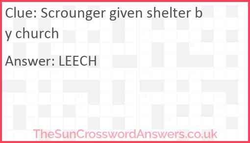 Scrounger given shelter by church Answer