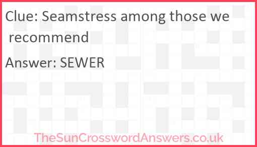 Seamstress among those we recommend Answer