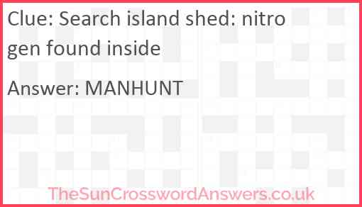 Search island shed: nitrogen found inside Answer
