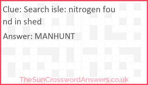 Search isle: nitrogen found in shed Answer
