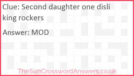 Second daughter one disliking rockers Answer