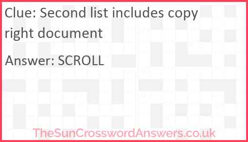 Second list includes copyright document Answer